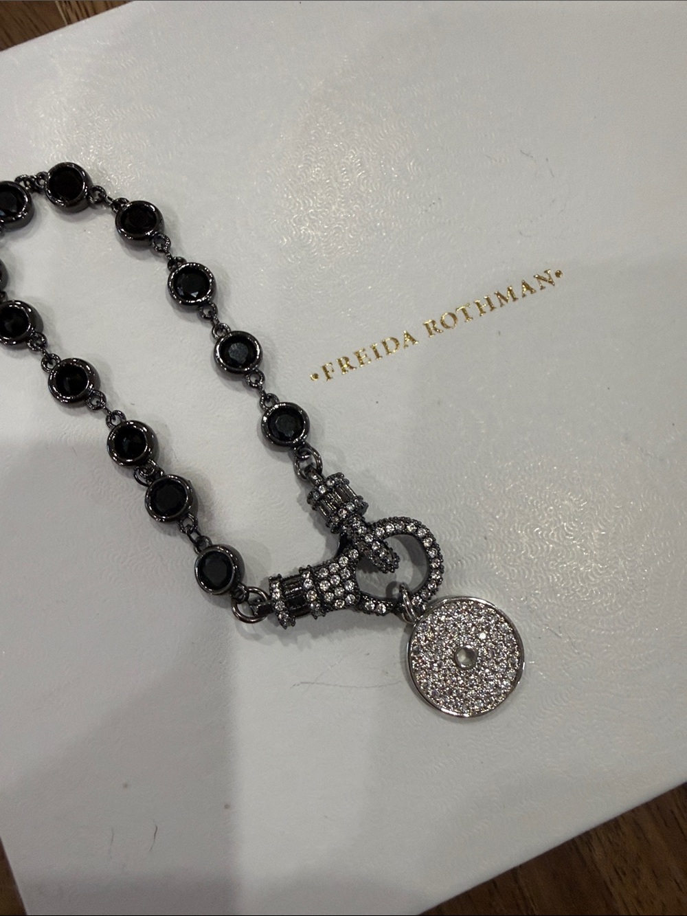 Freida Rothman Vault Black Lumi Bracelet with Pave charm